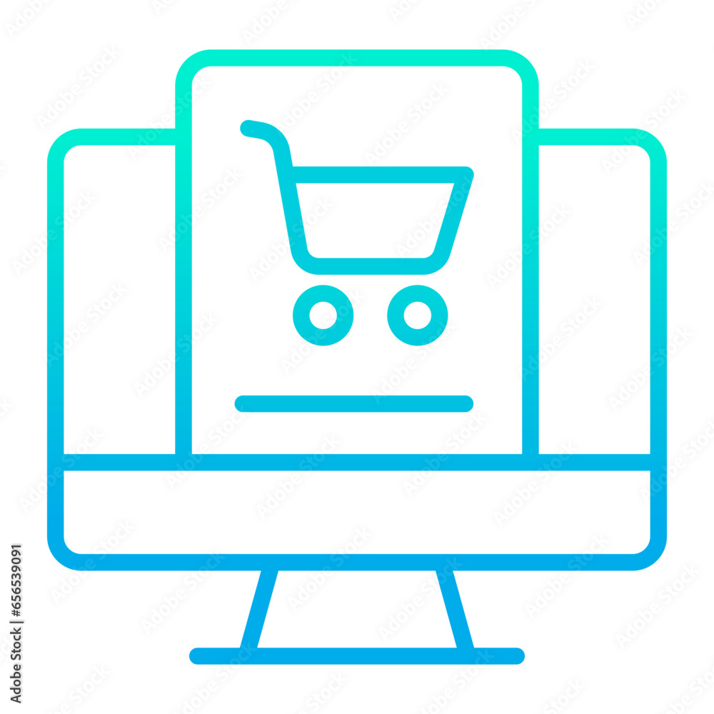 Outline gradient Monitor Cart icon Outline gradient Monitor Cart icon