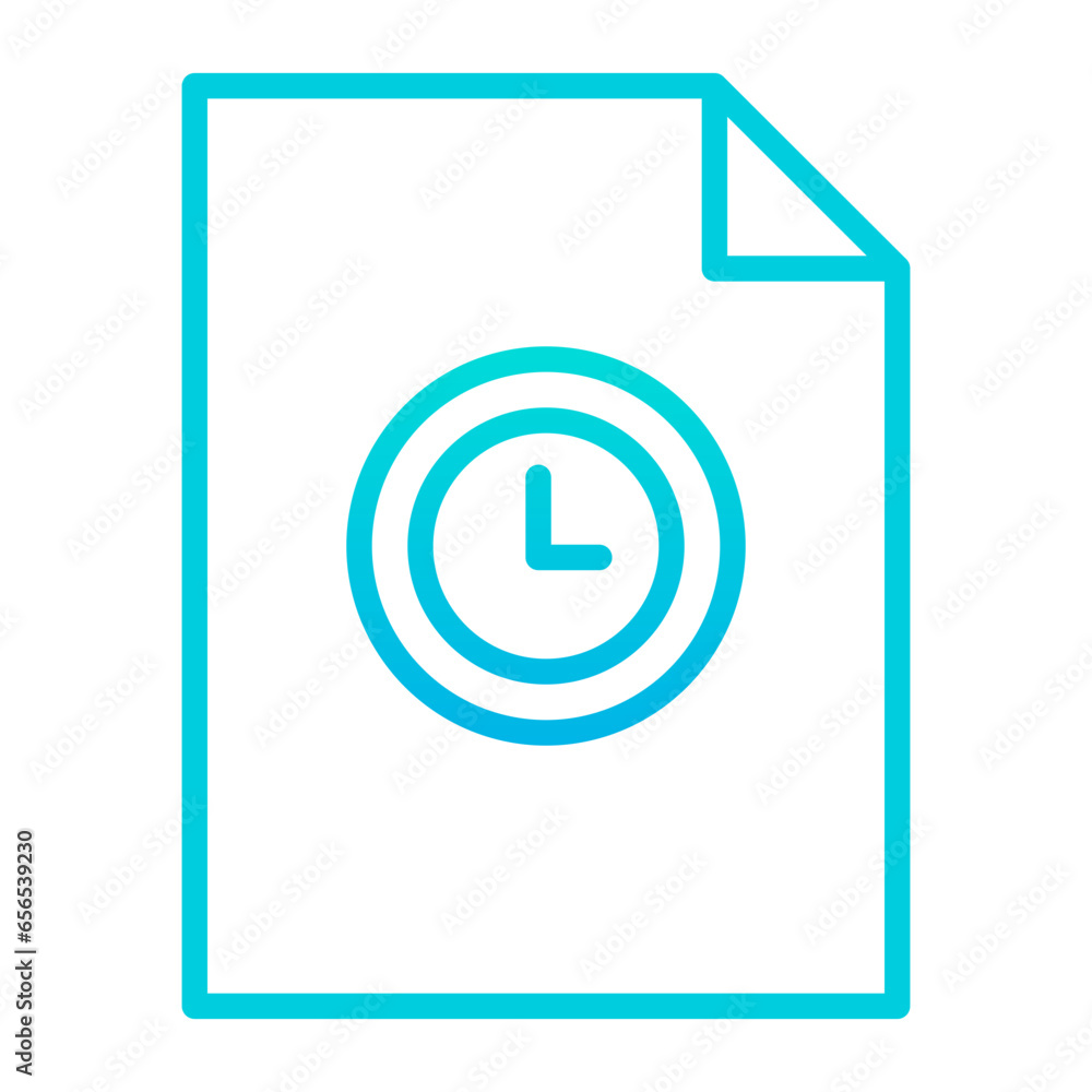 Outline gradient Clock Document icon Outline gradient Clock Document icon