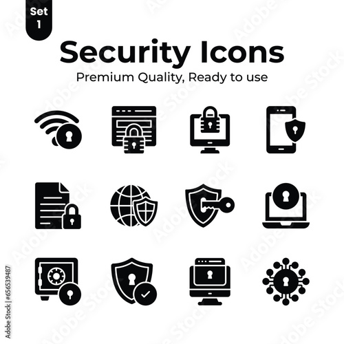 Check this beautiful designed security and protection icons set in trendy style