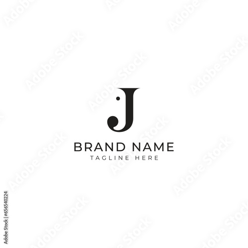 Initial letter J logo template with elephant, vector illustration