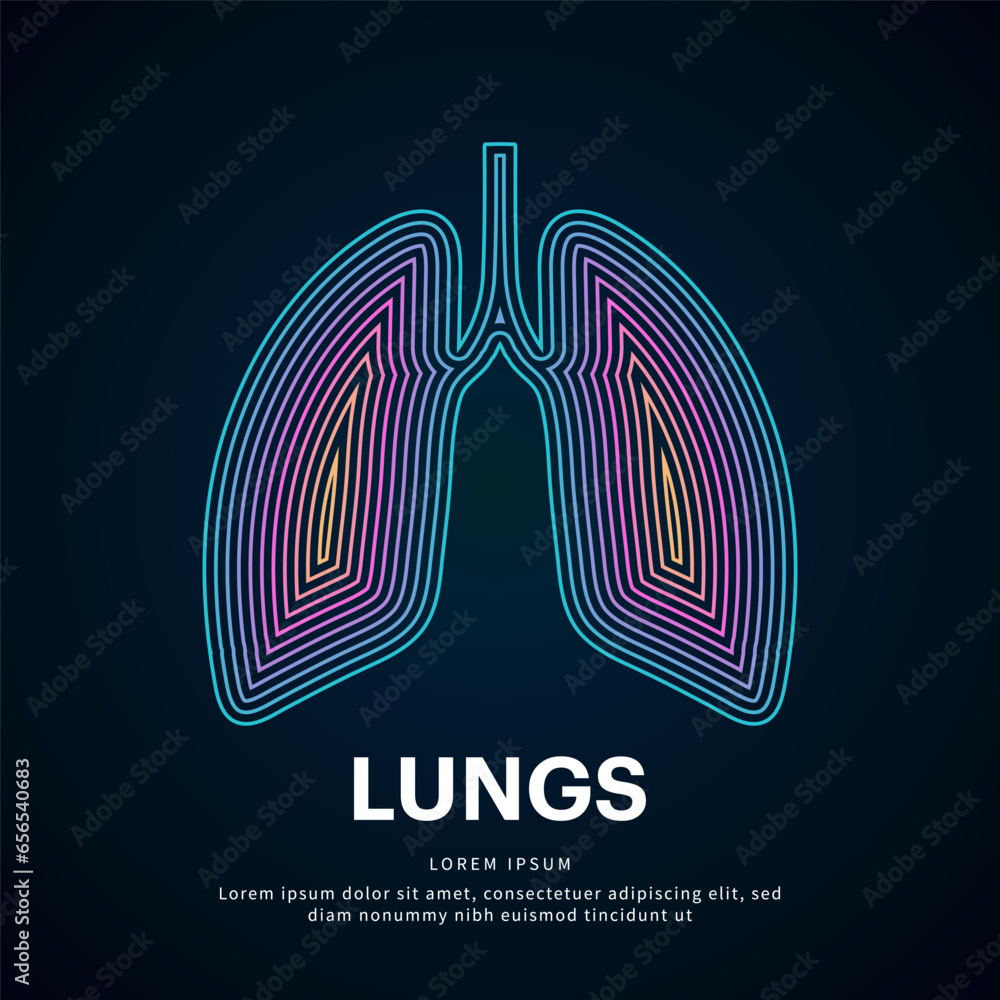 Human lung medical structure. Vector logo lungs color silhouette on a dark background. Lungs care logo vector template - EPS 10 - obrazy, fototapety, plakaty 