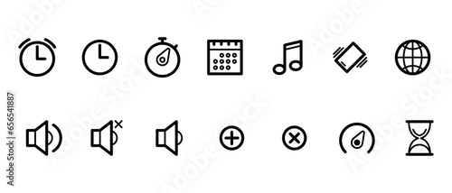 Time and clock icons Watch, timer, date, current time, and calendar vector icon set