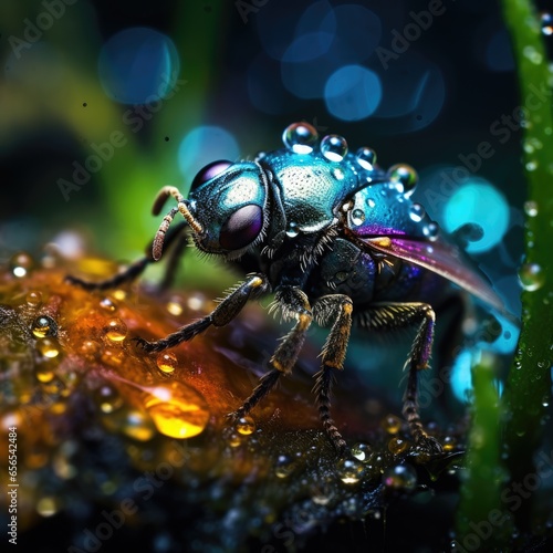 Macro photography fauna, biology, insects, small animals, close up, rain and dew drops, miniature, microbiology, anatomy © Gizmo