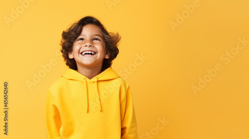 Happy boy kid isolated on studio background