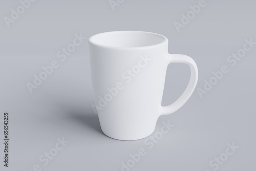 Blank white mug mockup on grey background