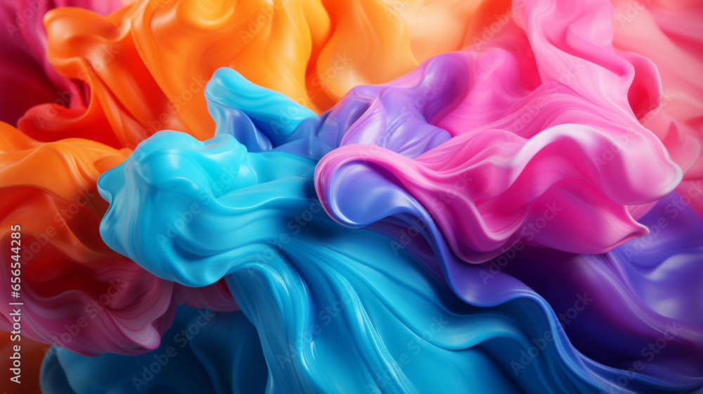 Colorful vibrant, flowing 3d illustration. Abstract background concept.
