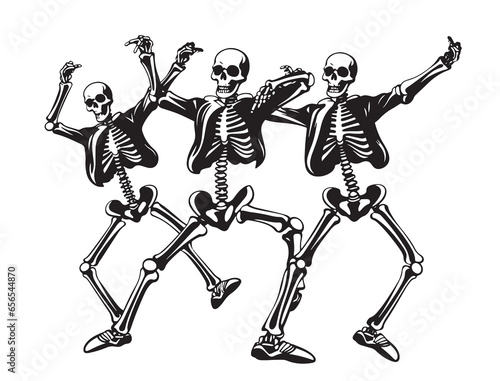 Funny Skeletons dancing sketch hand drawn Vector