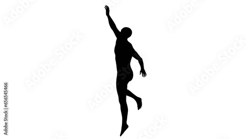 Silhouette of a beautiful young athletic man jumping high, transparent background. 3d illustration (rendering). © Mihai Zaharia