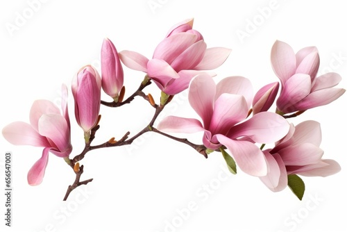 pink magnolia on white background  Generative AI