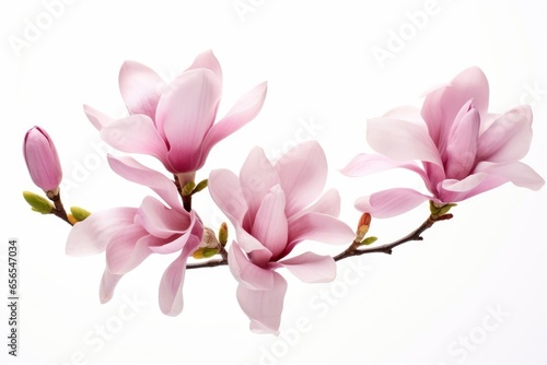 pink magnolia on white background, Generative AI © Kevin