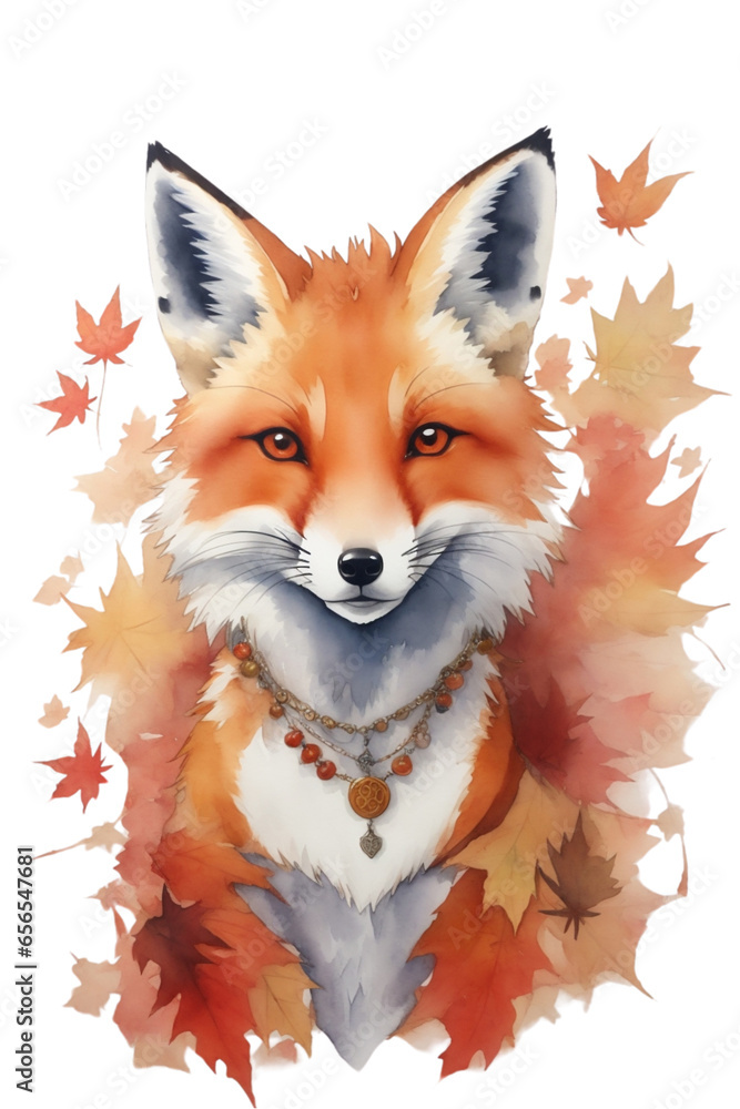 red fox against the background of autumn leaves red fox against the background of autumn leaves
