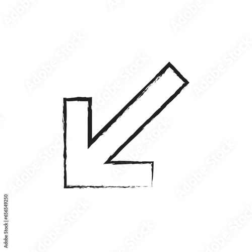 Hand drawn lower left arrow icon