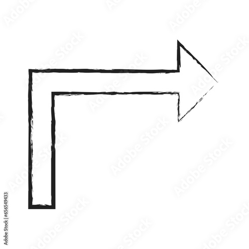 Hand drawn Turn up right arrow icon
