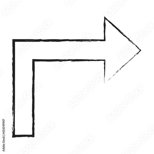 Hand drawn Turn up right arrow icon
