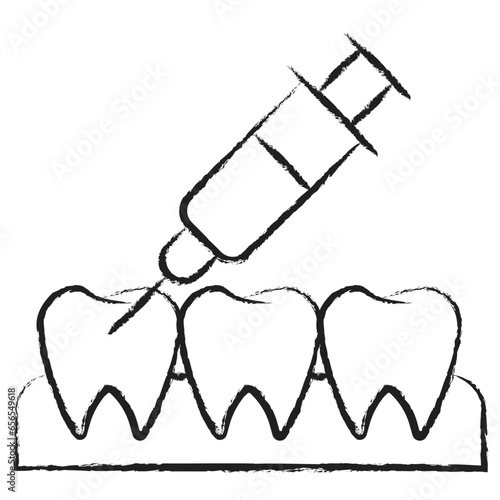 Hand drawn Teeth Syringe icon