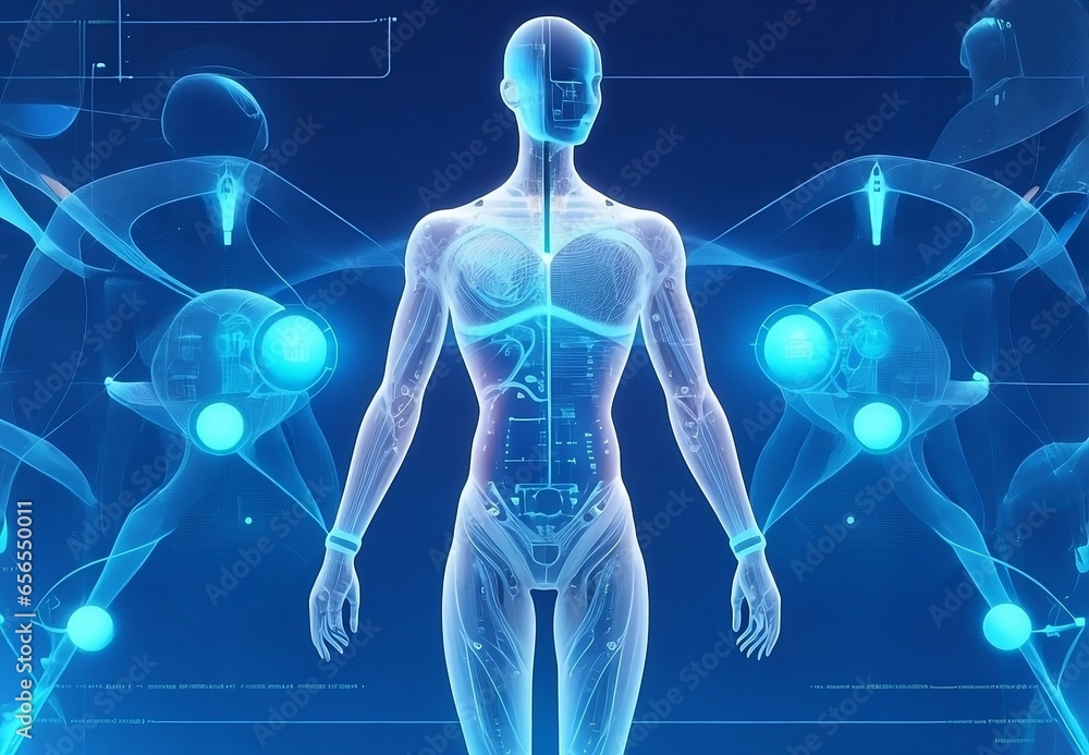background with illustration of human body hologram background with illustration of human body hologram