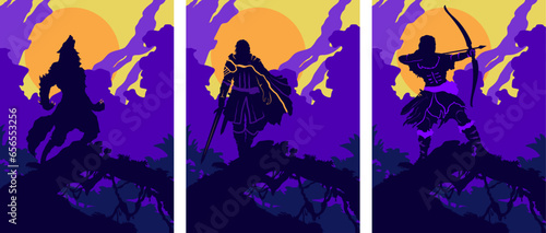 warrior archer werewolf in moonlit night in a tree branch night time