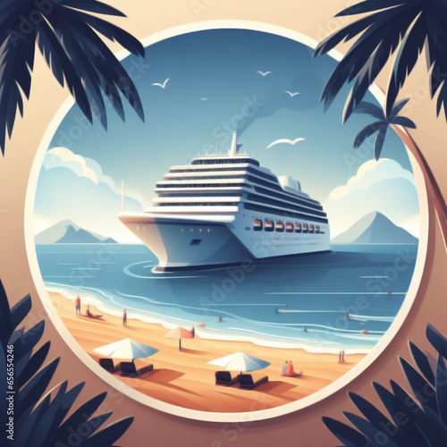Cruise line ship close to the beach