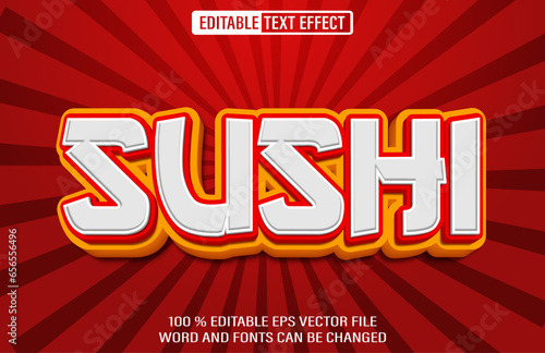 Editable sushi text effect 3d style template