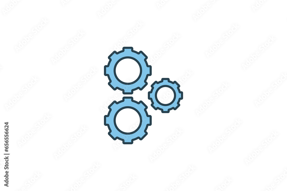 Gears Icon. Icon related to Business. Suitable for web site design, app, UI, user interfaces. Flat line icon style. Simple vector design editable