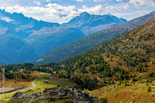 Valtellina, Italy, view of the Trela Valley near Bormio
