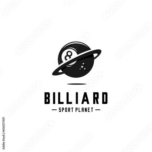 vector planet billiard logo, planet sports logo