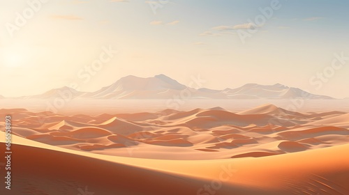 desert panorama with sand dunes. 3d render illustration