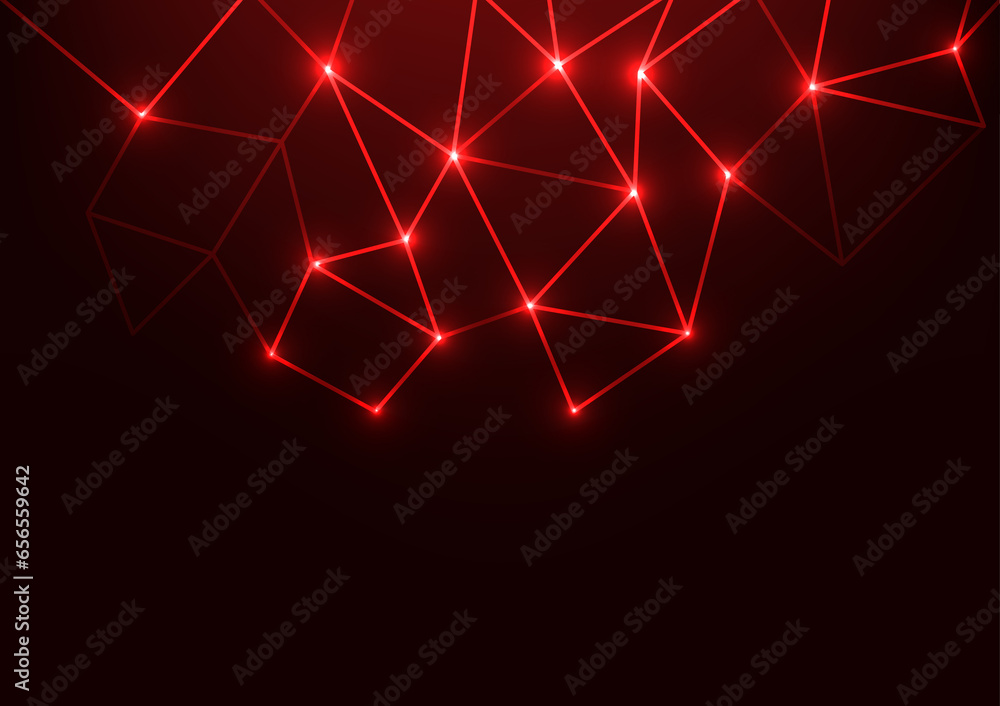 Geometric red neon light line electric presentation dark background