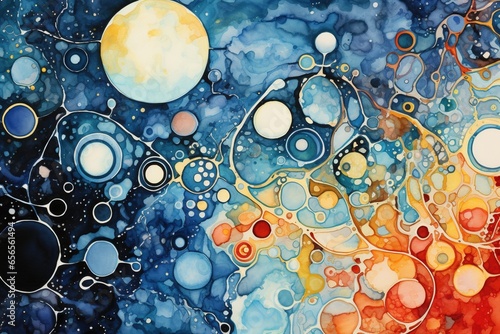 An abstract watercolor pattern of an intricate celestial map photo