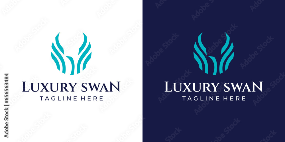 Luxury Swan Abstract Logo Head and Wings. Luxury Swan Abstract Logo Head and Wings.