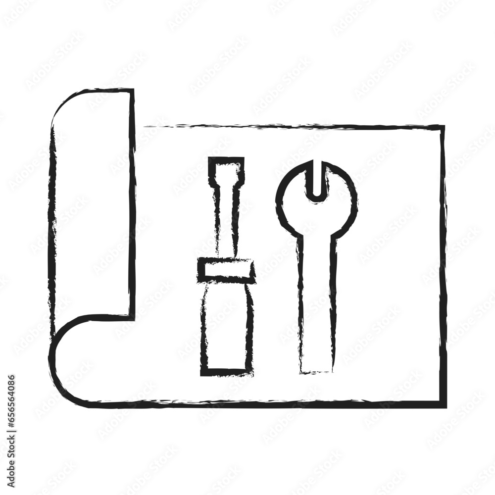 Hand drawn Architect service tool icon Hand drawn Architect service tool icon