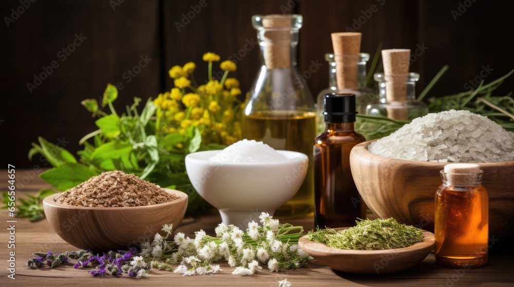 homeopathic treatment and phytotherapy concept