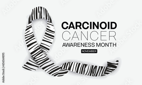 Carcinoid Cancer Awareness Month design with zebra stripe print ribbon. Vector illustration