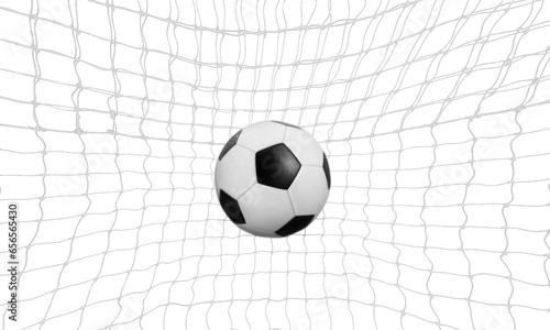 Soccer or soccer ball in goal net isolated PNG transparent © pornchai
