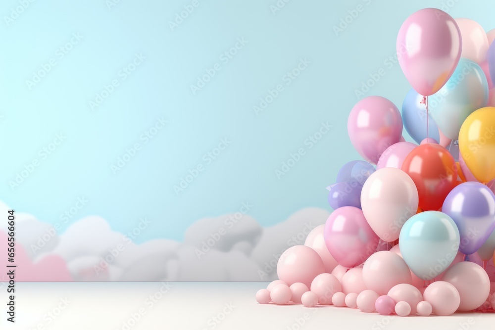 Birthday background with balloons in soft pastel colors. Birthday background with balloons in soft pastel colors.