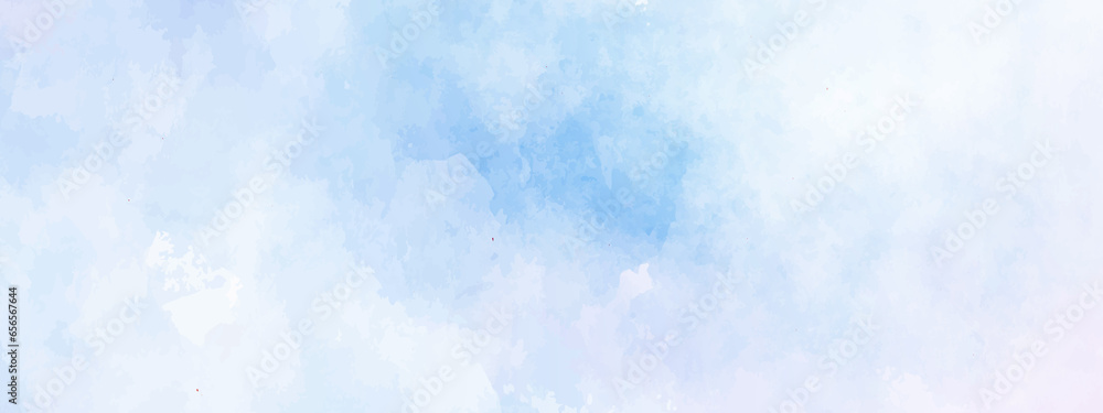 abstract soft brush painted white and blue watercolor background.	