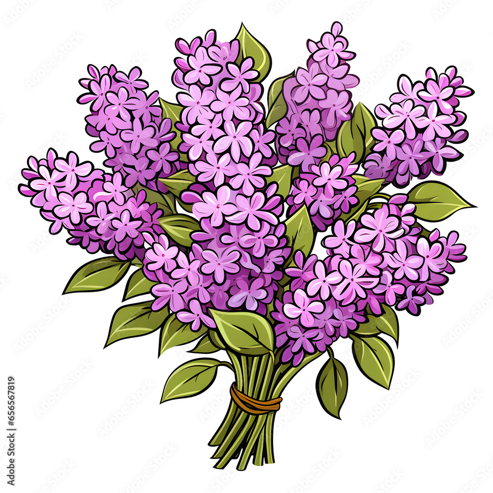 Φωτογραφία clipart of a Lilac bush with flowers, plant clipart, nature clipart, isolated on