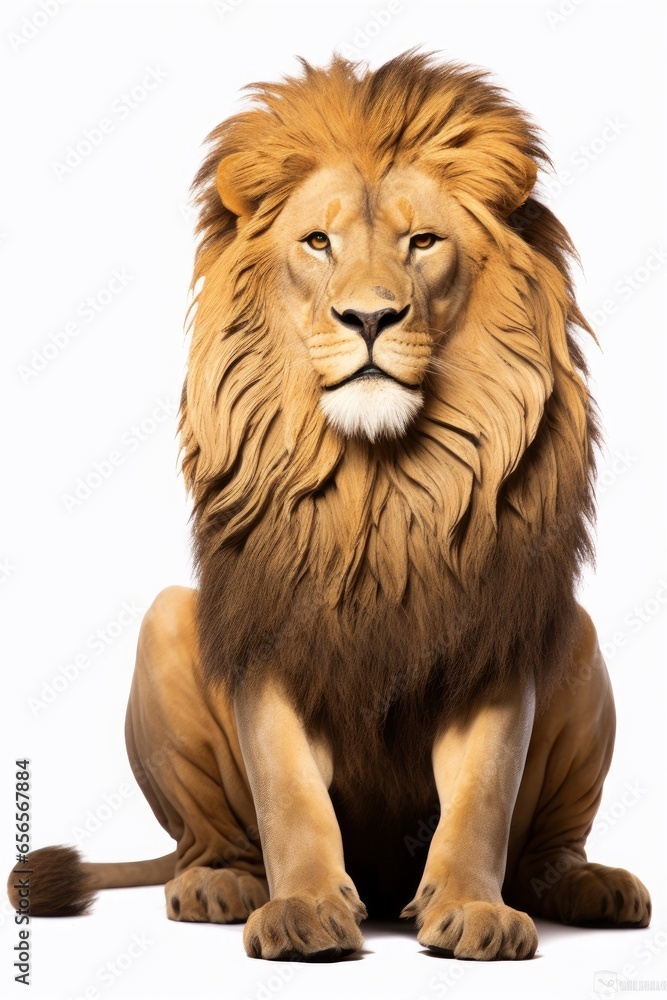 sitting lion isolated, image created with ia, Generative AI
