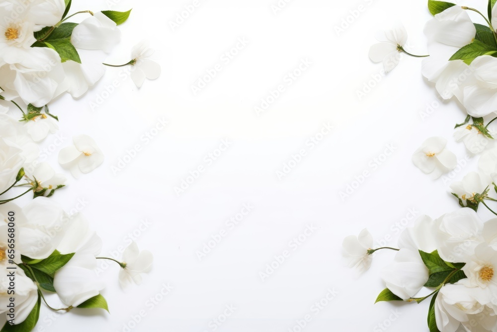 frame of white flower on white background, Generative AI frame of white flower on white background, Generative AI