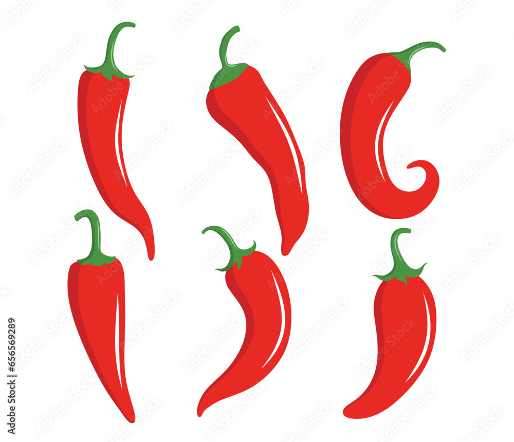 Φωτογραφία red hot chili peppers set, chili vector icon fruit and vegetable