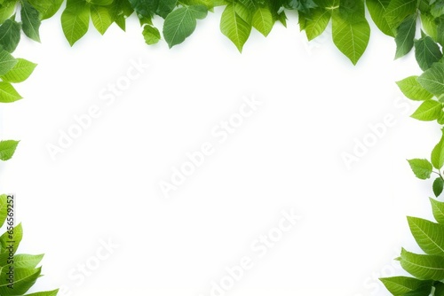 green leaves frame on white background, Generative AI