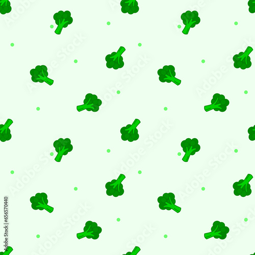 Seamless pattern with children doodle style broccoli for paper printing, wrapping gift paper, textile or background.