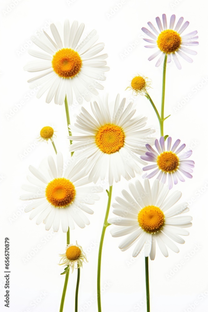 Obraz premium daisy flowers on white background, Generative AI