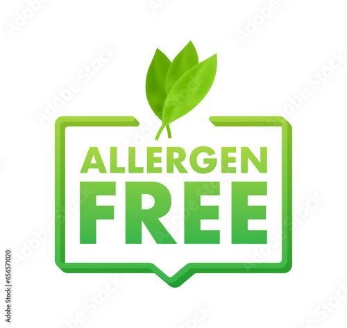 Allergen Free stamp. Non-allergenic products round ribbon label. Vector stock illustration