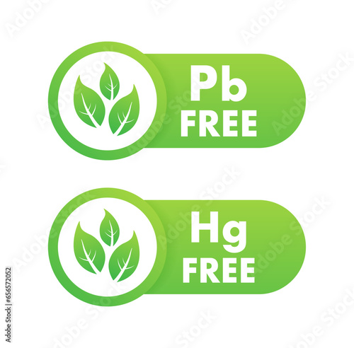 Pb free, Hg free lead and mercury free icon. Vector stock illustration