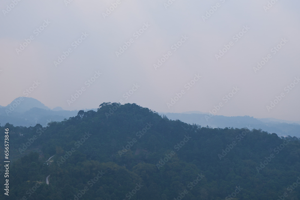 View of the hills with cloudy weather