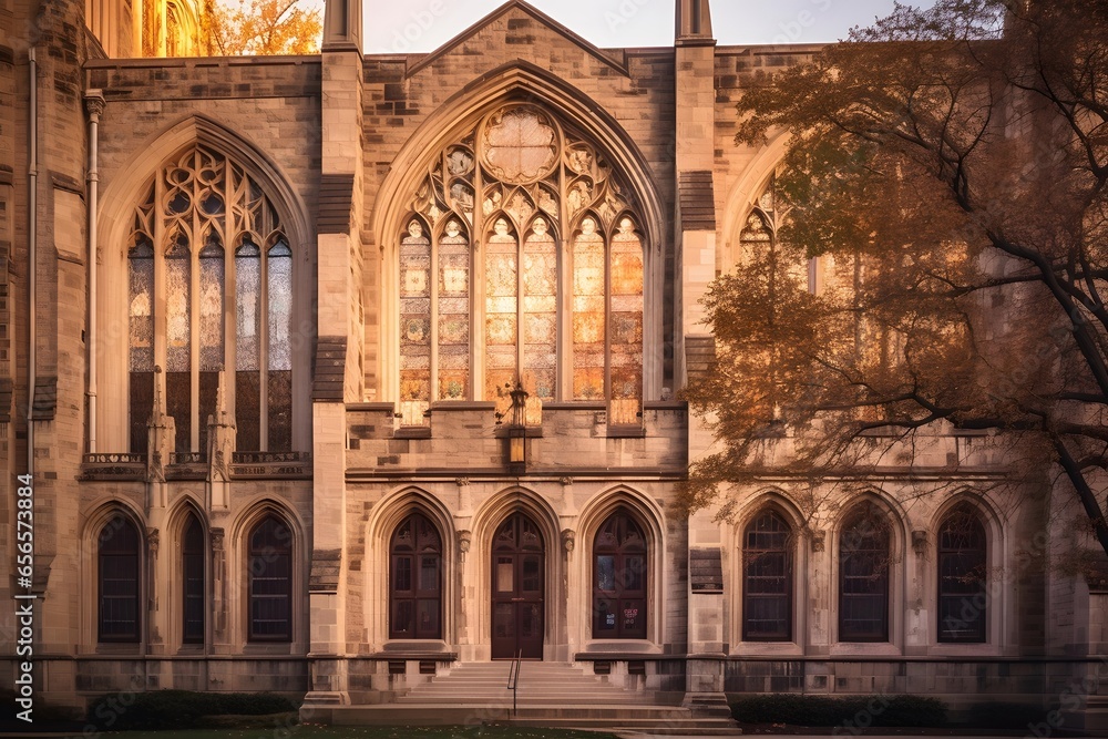 A panoramic shot of the exterior of the University of Cambridge