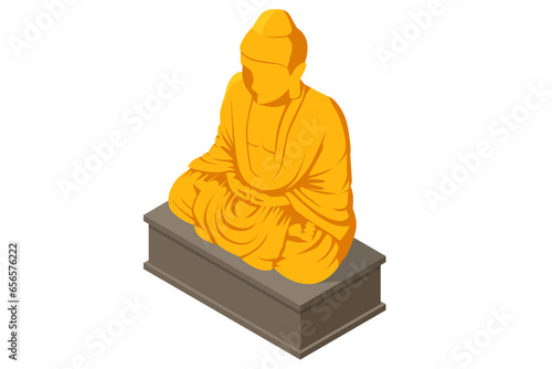Isometric Golden Buddha statue isoleted. The Golden Buddha, officially titled Phra Phuttha Maha Suwanna Patimakon