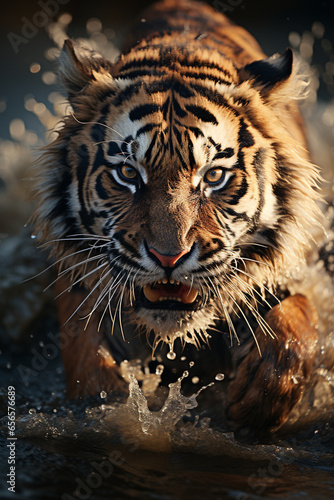 Majestic tiger in river