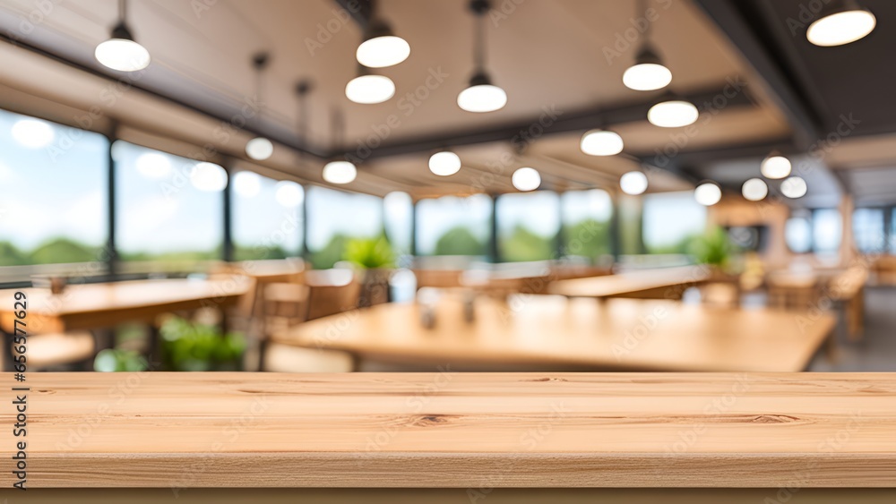 wood table on blurred restaurant bench background wood table on blurred restaurant bench background